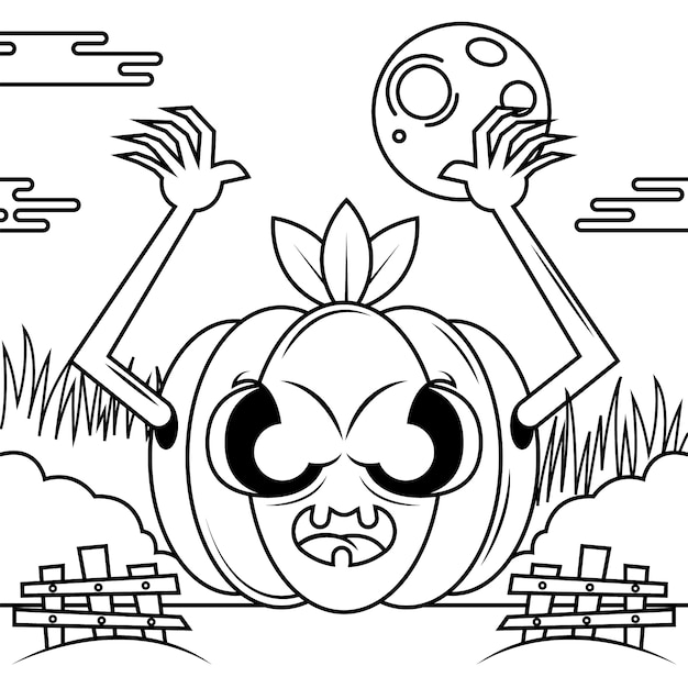 Hand drawn pumpkin outline illustration