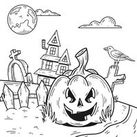 Hand drawn pumpkin outline illustration