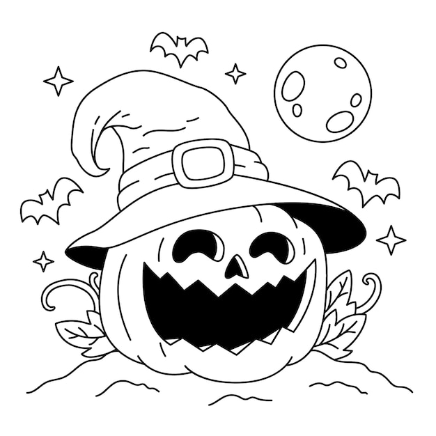 Hand drawn pumpkin outline illustration