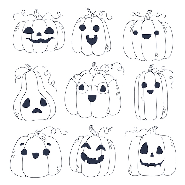 Hand drawn pumpkin outline illustration