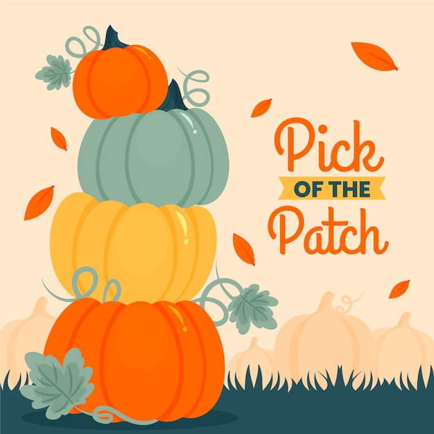 Hand drawn pumpkin patch illustration
