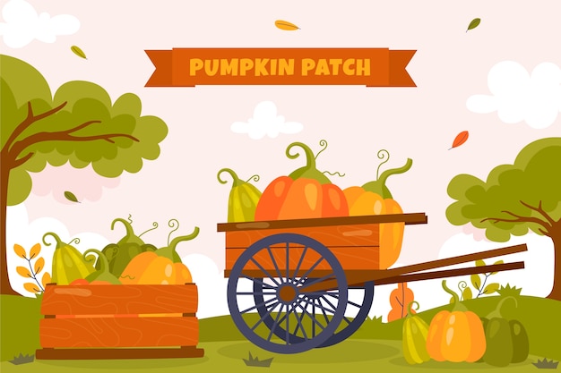 Hand drawn pumpkin patch illustration