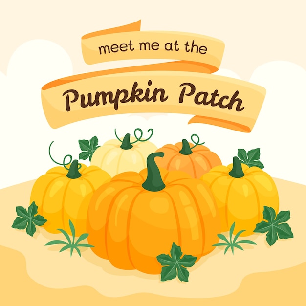 Free vector hand drawn pumpkin patch illustration