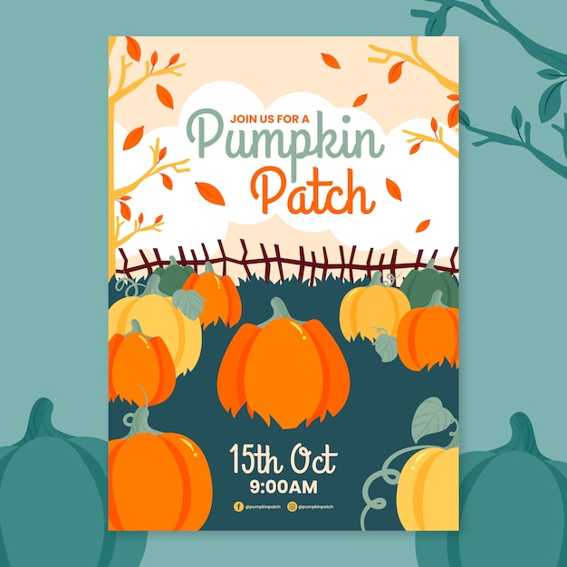 Free vector hand drawn pumpkin patch poster design