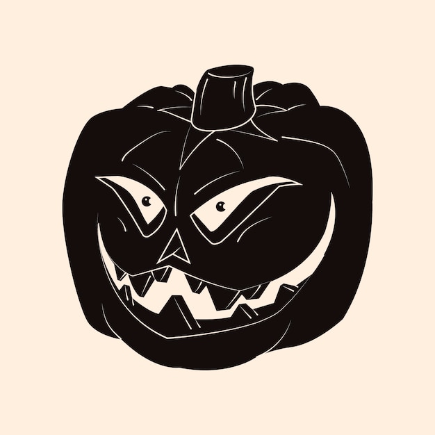 Hand drawn pumpkin silhouette illustration