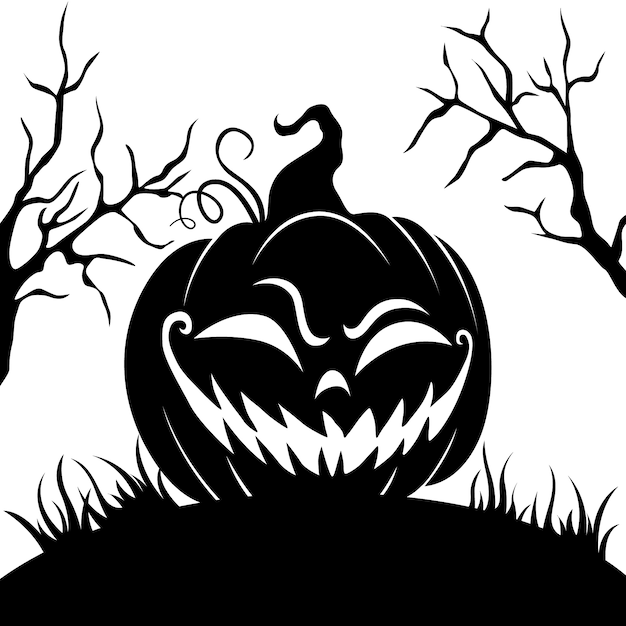 Hand drawn pumpkin silhouette illustration