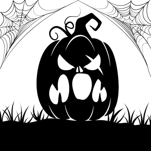 Hand drawn pumpkin silhouette illustration