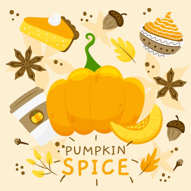 Free vector hand drawn pumpkin spice illustration