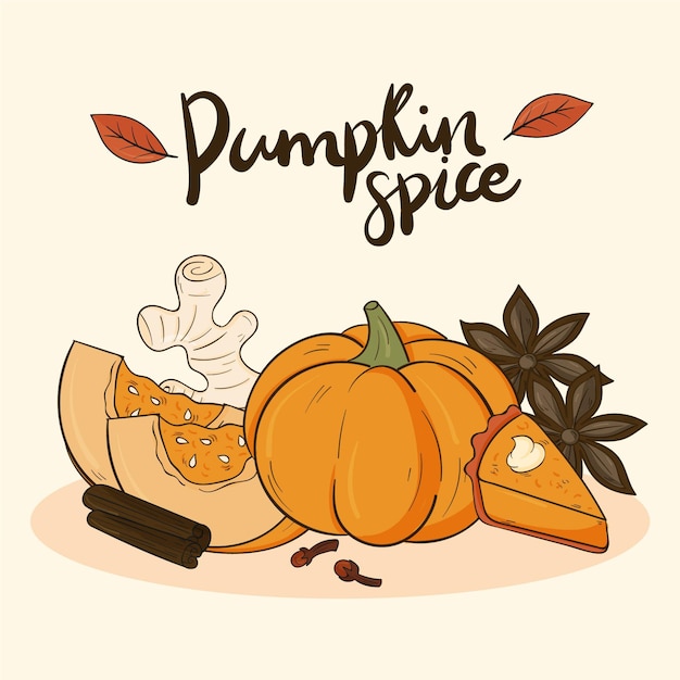 Hand drawn pumpkin spice illustration