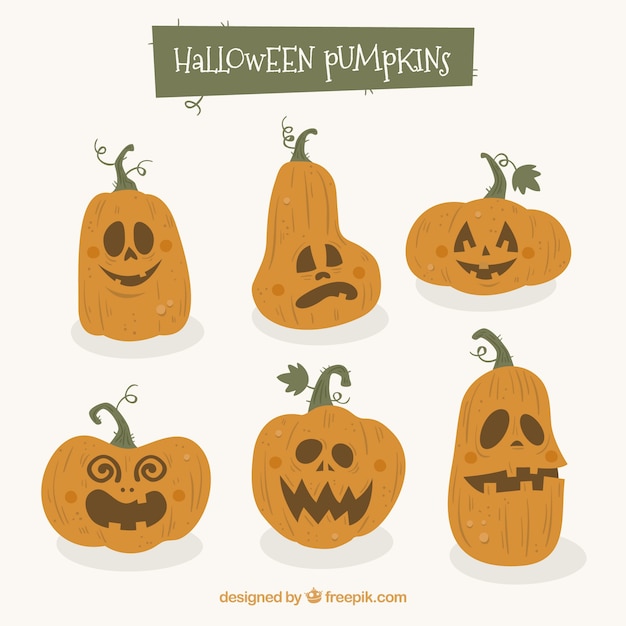 Hand drawn pumpkins with fun style
