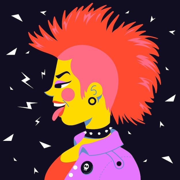 Бесплатное векторное изображение Ручной обращается панк-рок иллюстрация