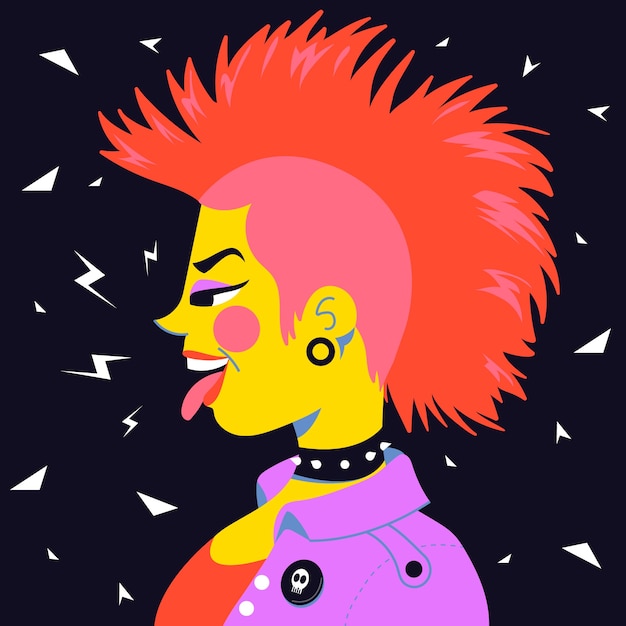 Vettore gratuito illustrazione punk rock disegnata a mano