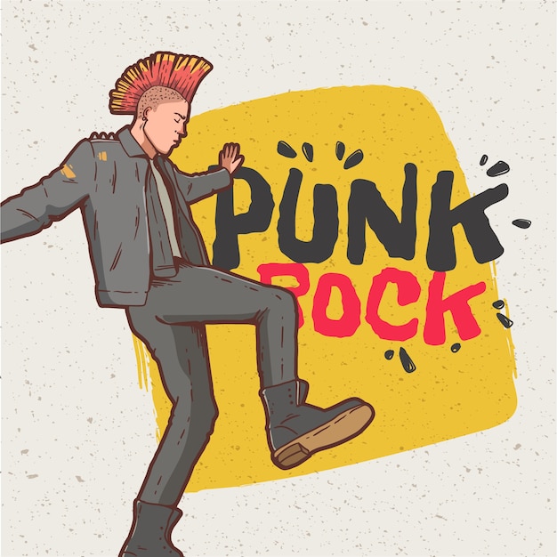 Vettore gratuito illustrazione punk rock disegnata a mano