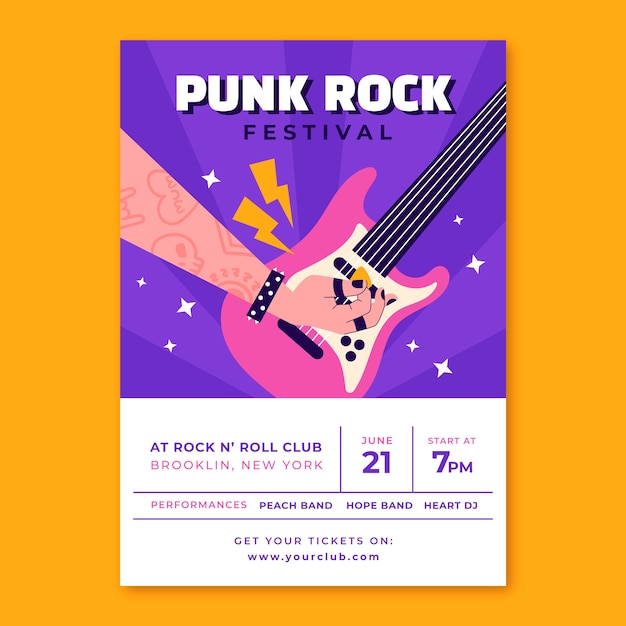 Free vector hand drawn punk rock poster