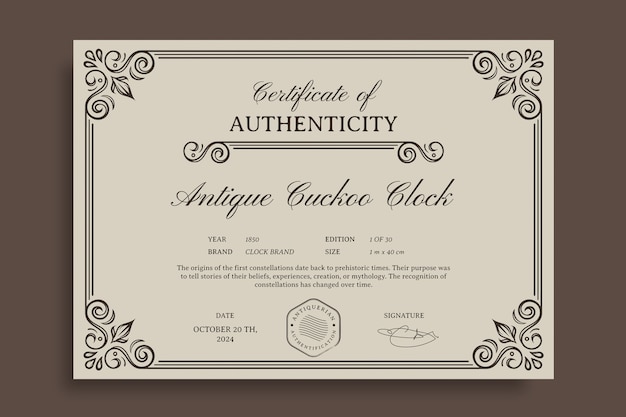 Free vector hand drawn purchase authenticity certificate template