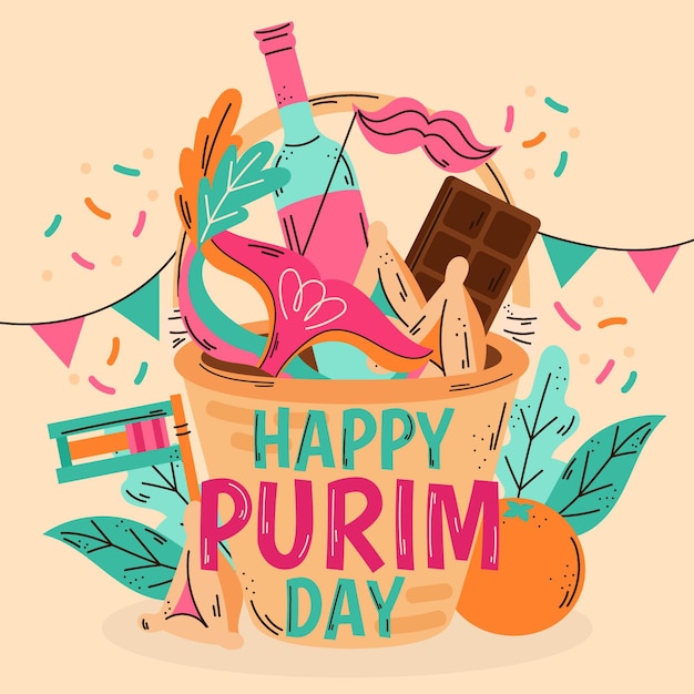 Hand drawn purim day