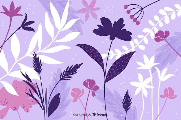 Free vector hand drawn purple abstract floral background