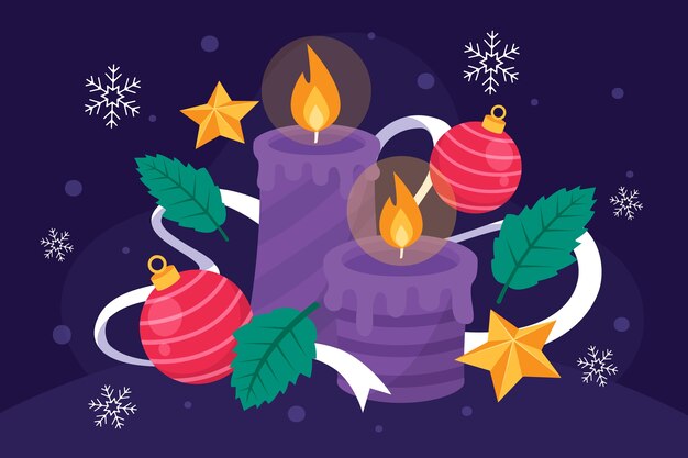 Hand drawn purple advent candles illustrated