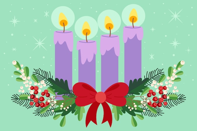 Hand drawn purple advent candles illustration