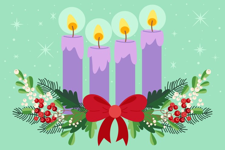 Free Vector hand drawn purple advent candles illustration