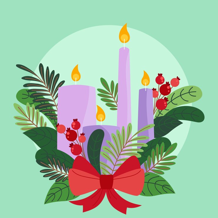 Free Vector hand drawn purple advent candles illustration