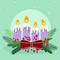 Free vector hand drawn purple advent candles illustration