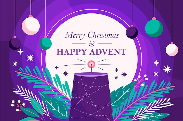 Free vector hand drawn purple candles advent background