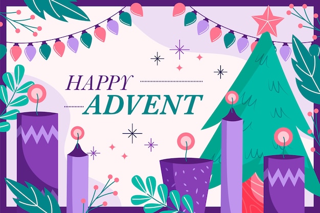 Free vector hand drawn purple candles advent background