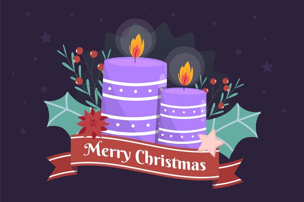 Hand drawn purple candles advent background