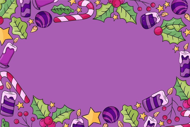 手描きの紫色のキャンドルの出現の背景
