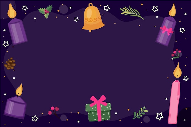 Free vector hand drawn purple candles advent background