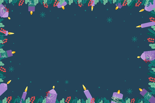 Free vector hand drawn purple candles advent background