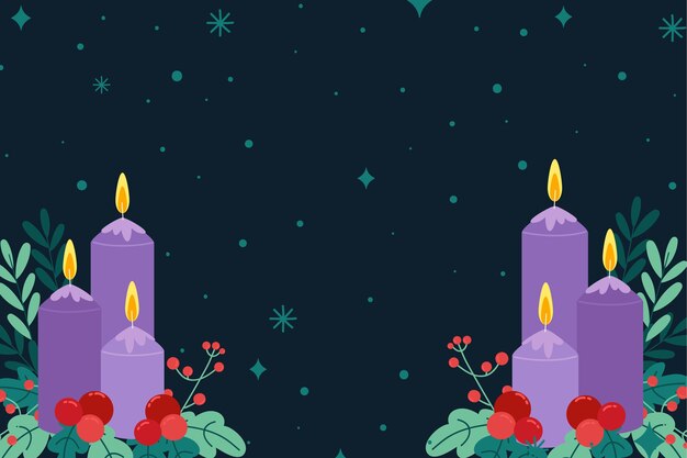 Hand drawn purple candles advent background