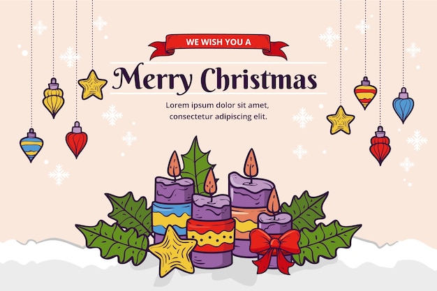 Free vector hand drawn purple candles advent background