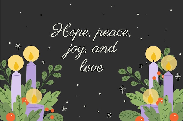 Free vector hand drawn purple candles advent background