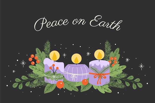 Free vector hand drawn purple candles advent background