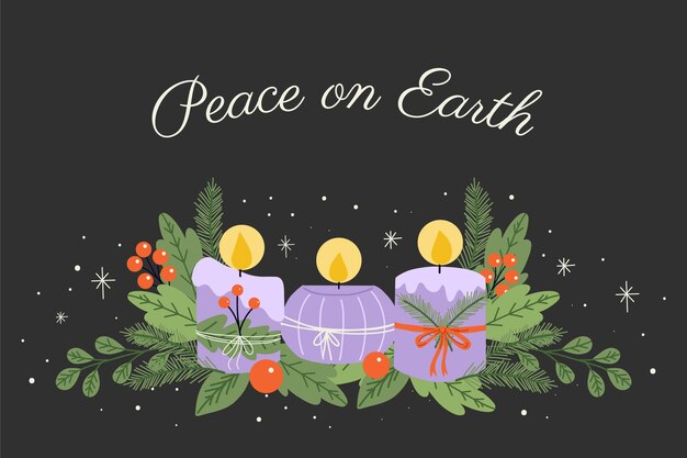 Hand drawn purple candles advent background