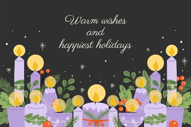 Hand drawn purple candles advent background