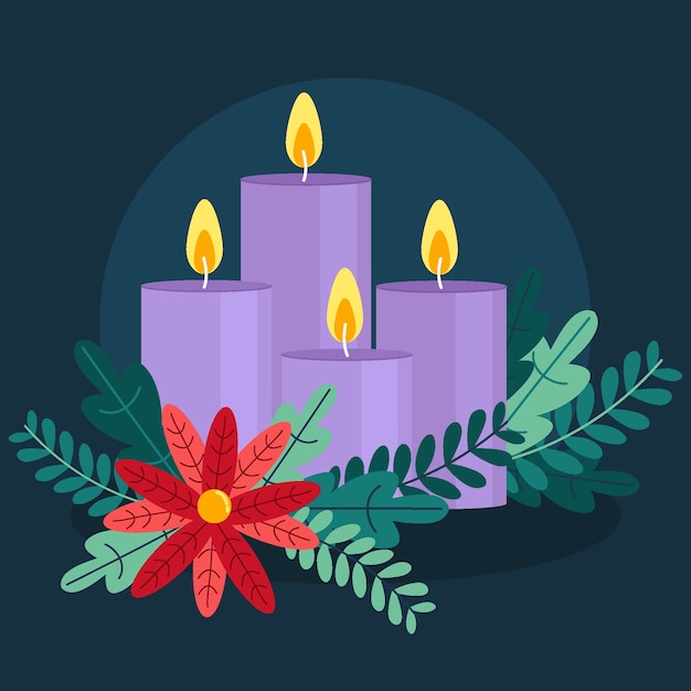 Hand drawn purple candles illustration