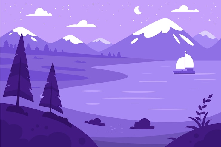 Free Vector hand drawn purple landscape
