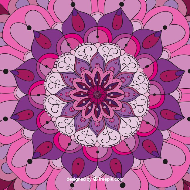 Hand drawn purple mandala background