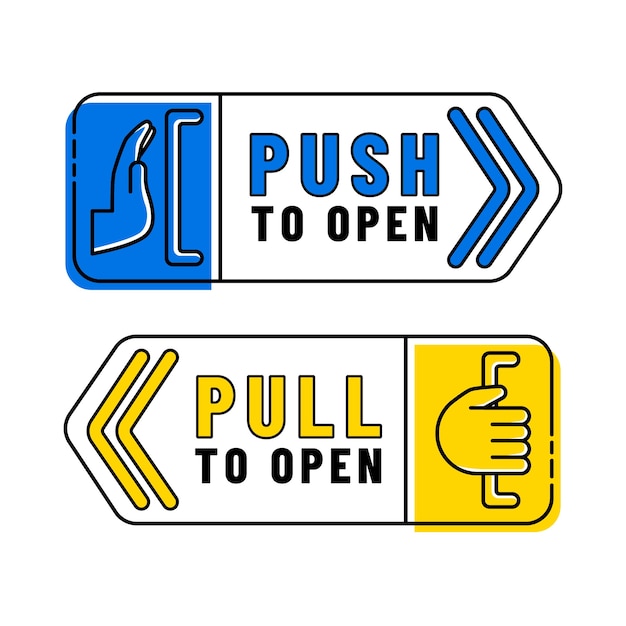 Hand drawn push pull sign illustration