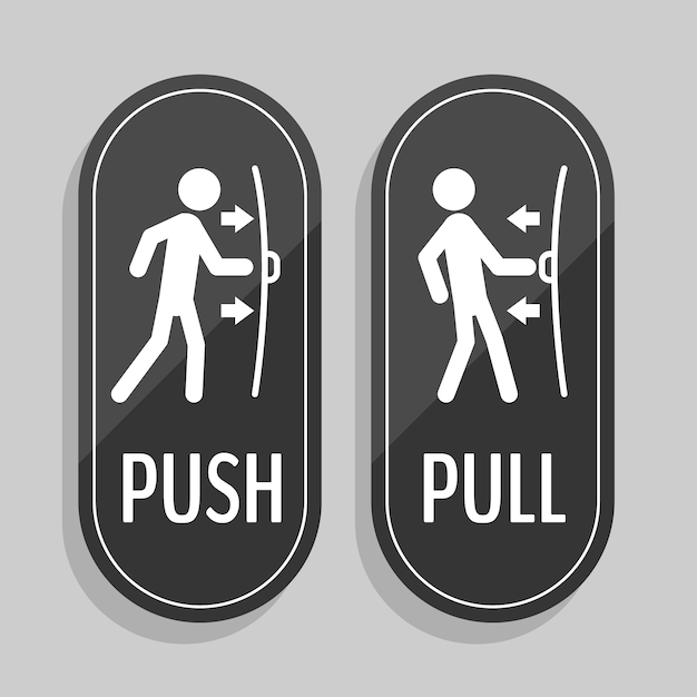 Free vector hand drawn push pull sign illustration