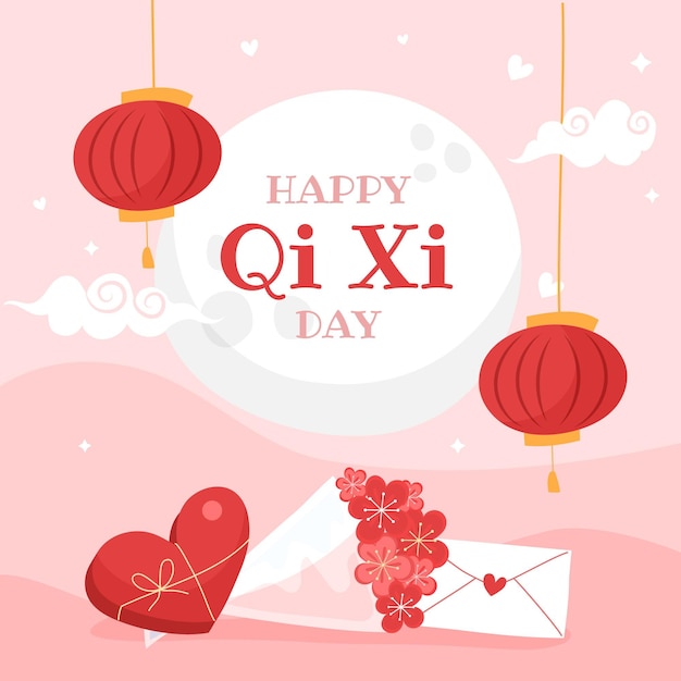 Free vector hand drawn qi xi day illustration