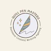 Free vector hand drawn quill pen logo design template