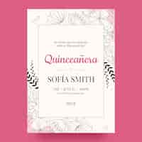 Free vector hand drawn quinceanera celebration invitation