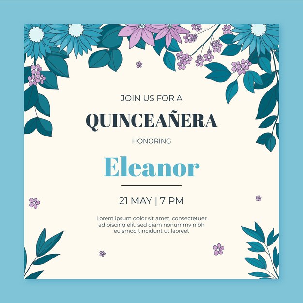 Free vector hand drawn quinceanera celebration invitation