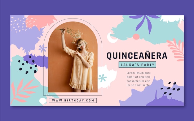 Free vector hand drawn quinceanera social media post template