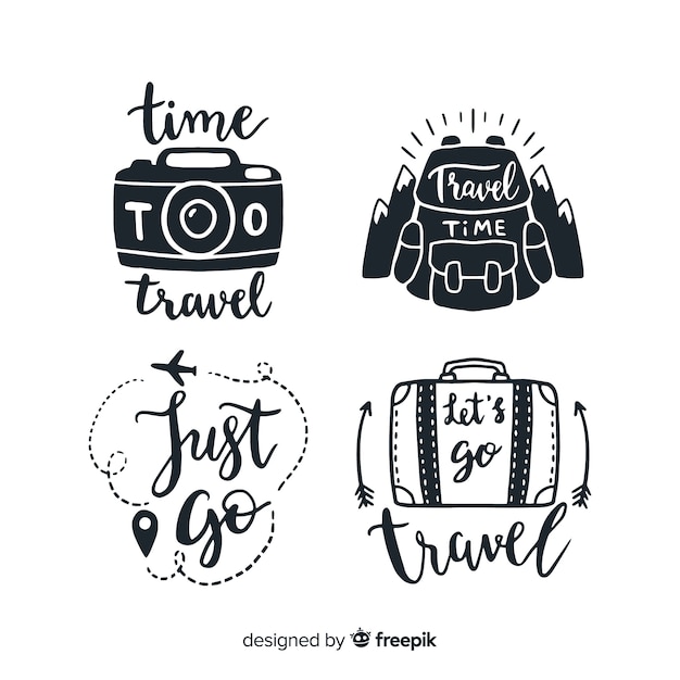 Free vector hand drawn quote badges lettering style