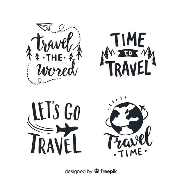 Free vector hand drawn quote badges lettering style